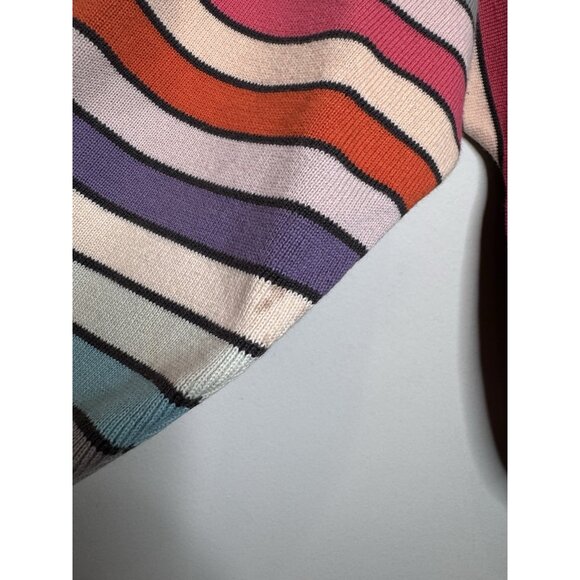 Marc Jacobs Bright Multi Stripe Sweater Boat Neck Cotton Women Medium - Picture 12 of 13